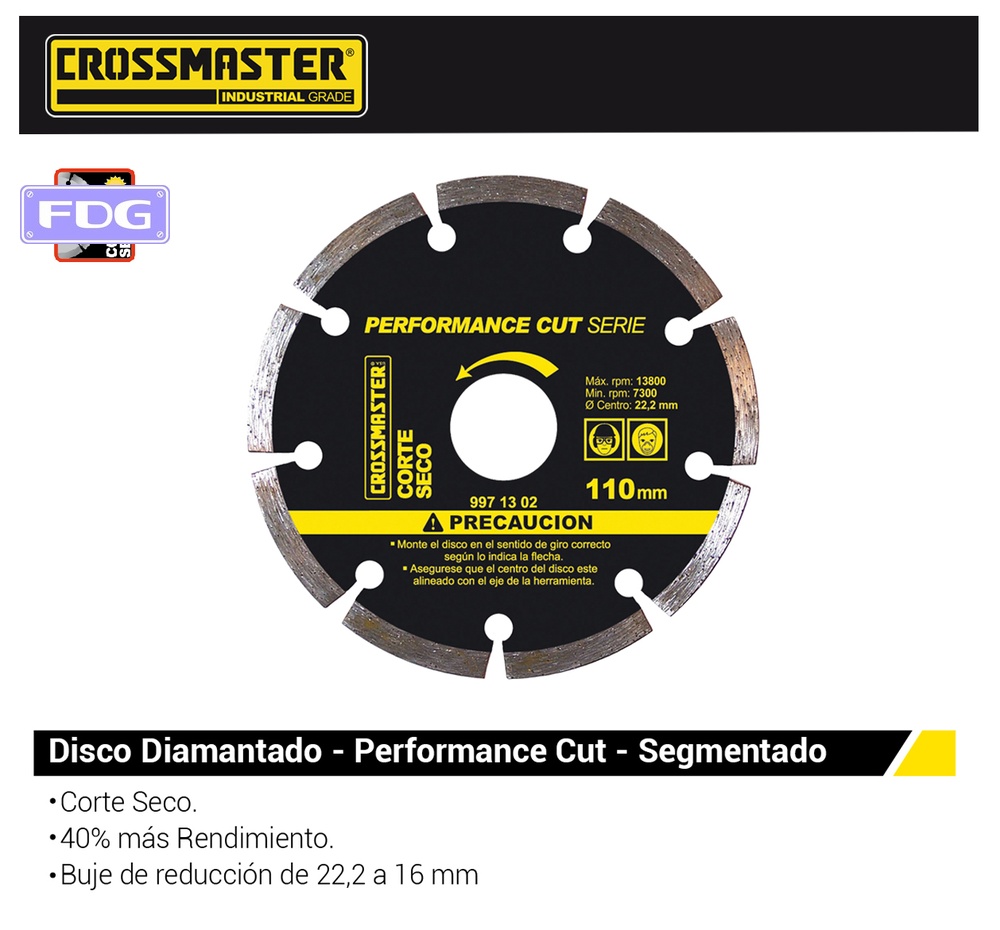 DISCO DIAMANT SECO 115mm CROSS