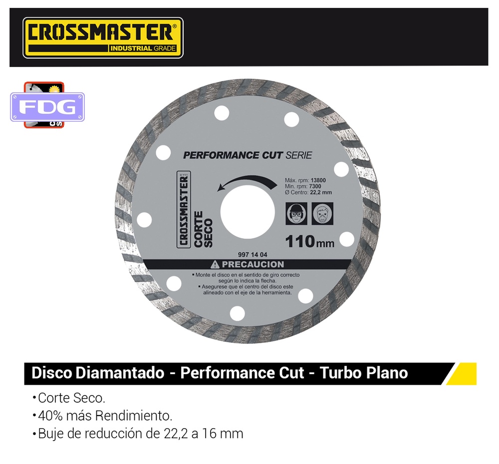 DISCO DIAMANT TURBO PLA 115mm CROSS