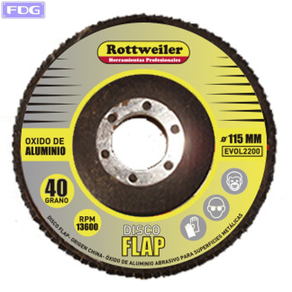 Disco FLAP Oxido de Aluminio 115 mm - G: 40 (C X 10 Un.)