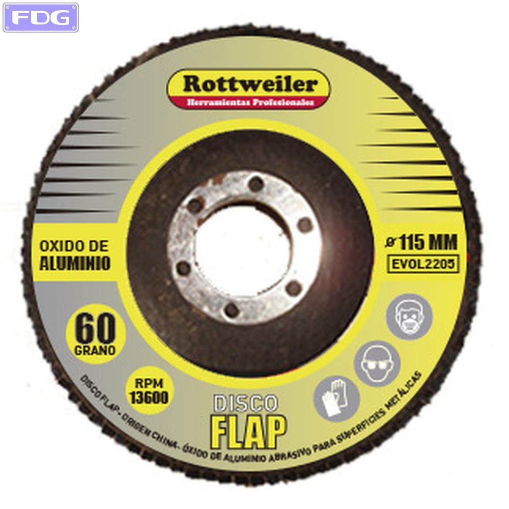 Disco FLAP Oxido de Aluminio 115 mm - G: 60 (C X 10 Un.)