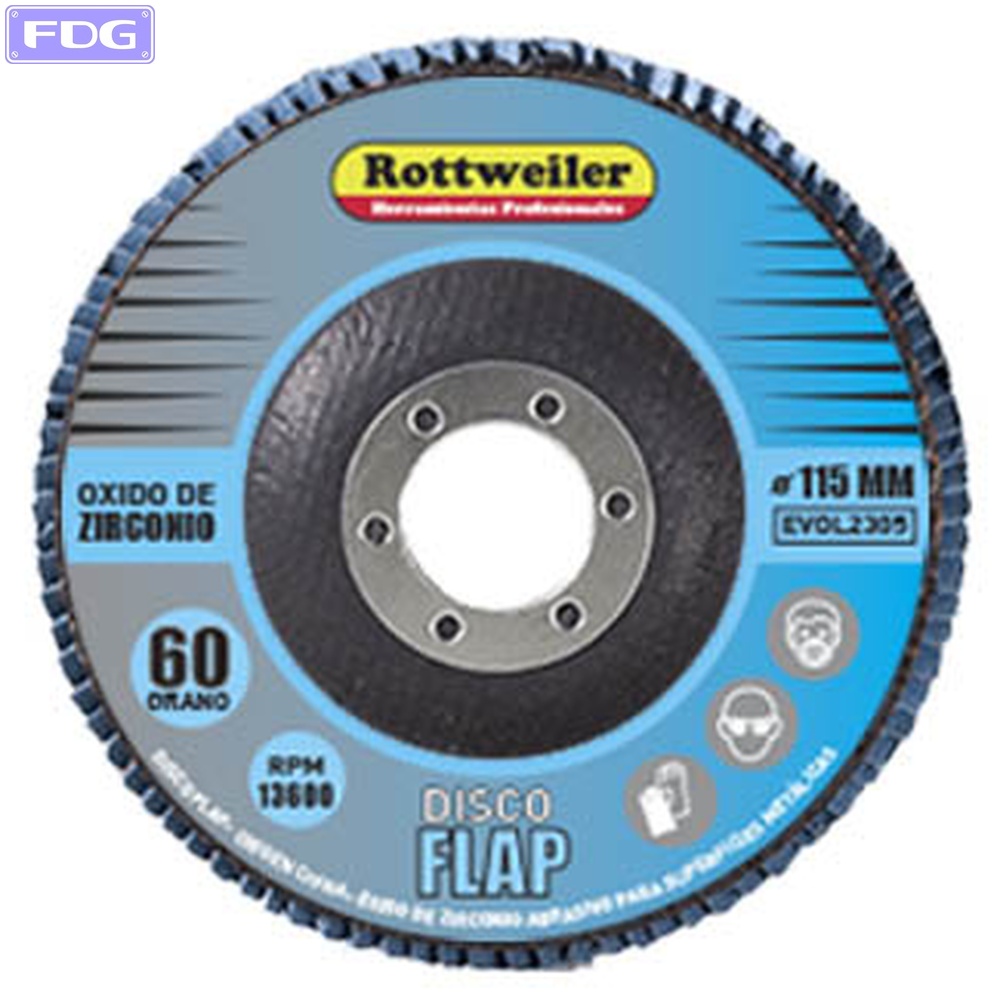 Disco FLAP Oxido de Zirconio 115 mm - G: 60 (C X 10 Un.)