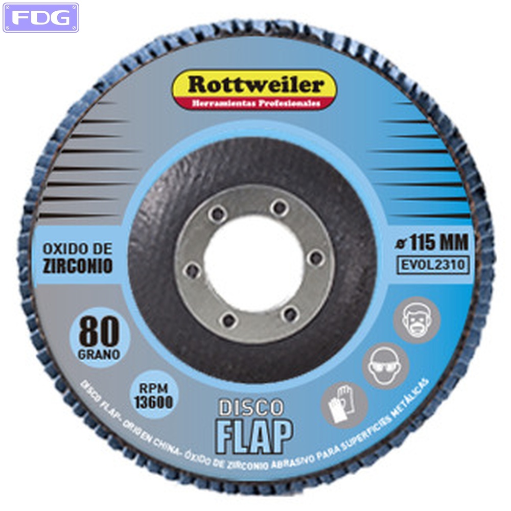 Disco FLAP Oxido de Zirconio 115 mm - G: 80 (C X 10 Un.)