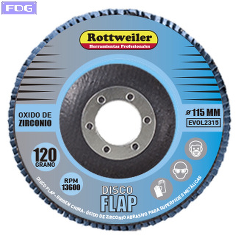 Disco FLAP Oxido de Zirconio 115 mm - G: 120 (C X 10 Un.)