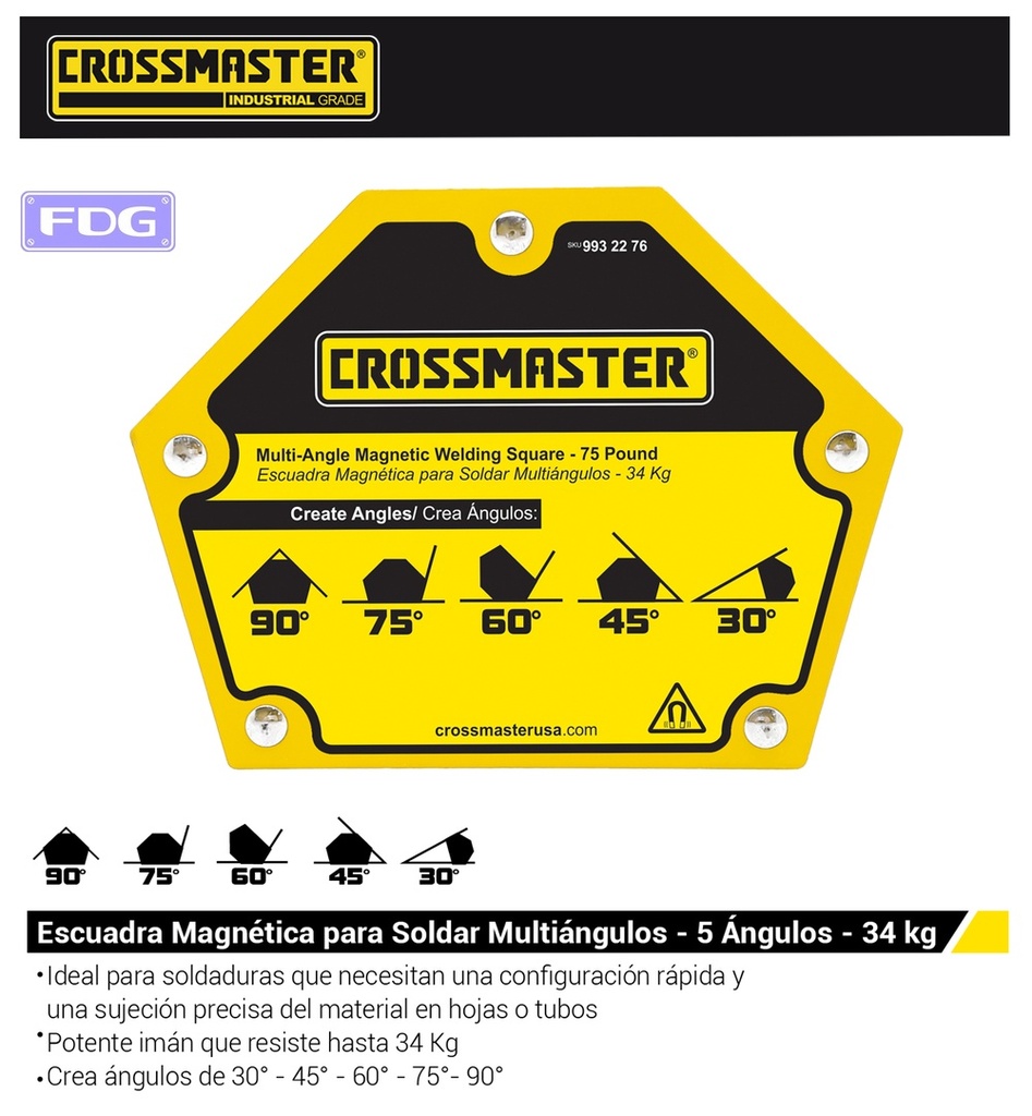 ESCUADRA MAGNETICA MULTIANGULO 34Kg