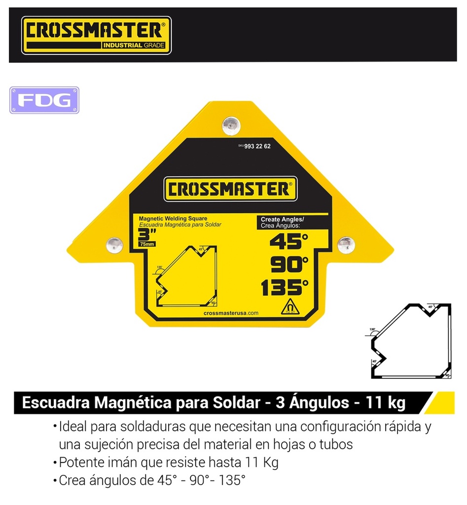 ESCUADRA MAGNETICA SOLDAR 3" 11Kg
