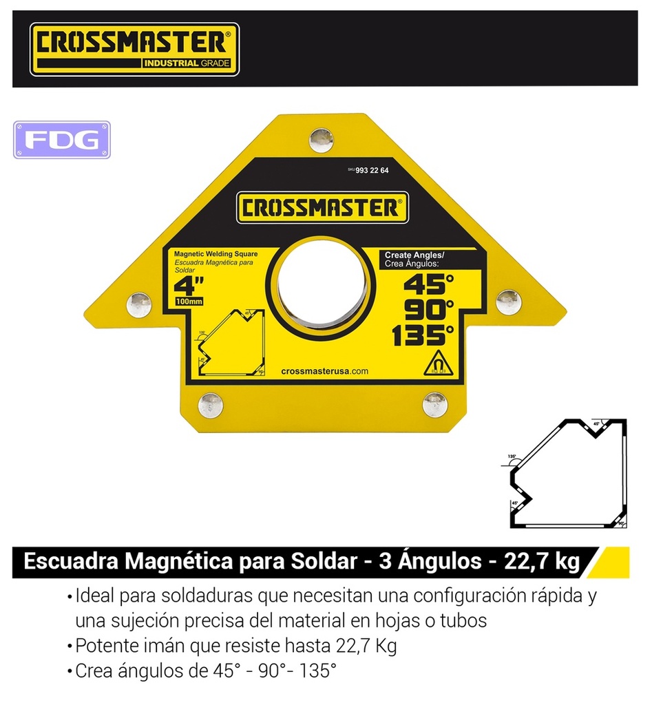 ESCUADRA MAGNETICA SOLDAR 4&quot; 23Kg