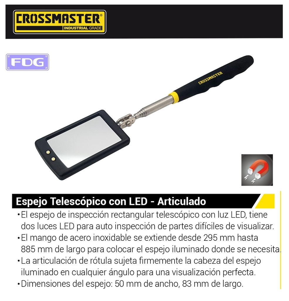 ESPEJO TELESCOPICO LED 52x83mm