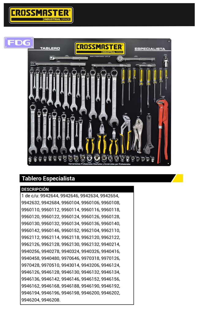 EXHIBIDOR TABLERO ESPECIALISTA CROSSMASTER