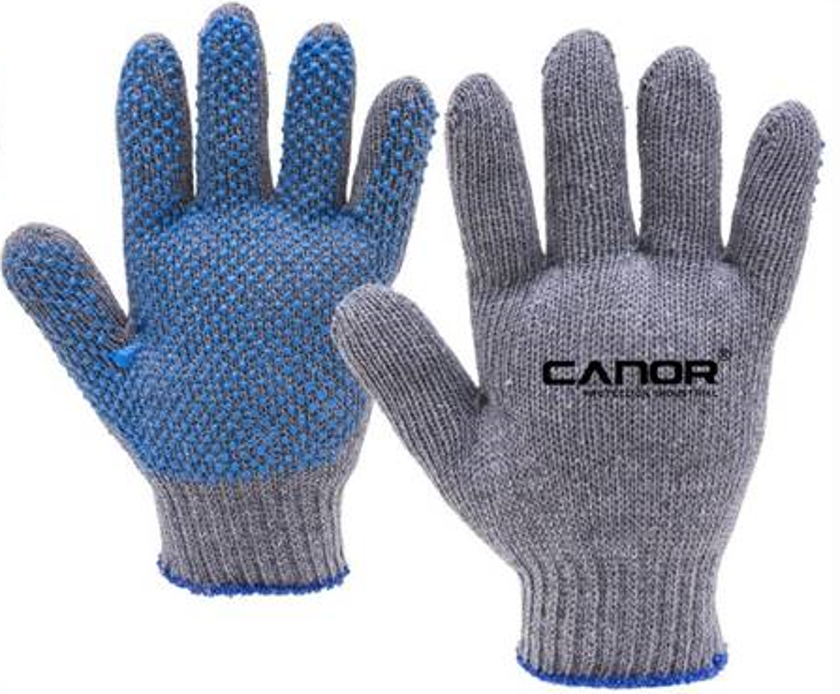 Guante Moteado Gris Motas Azules | B x 120 pares "Canor"
