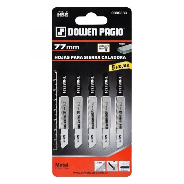 Hoja P/Sierra Caladora P/Metal L=77-DED:1,2-5u "Dowen Pagio"