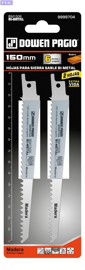 Hoja P/Sierra Sable P/Madera L150 6DxPU &quot;Dowen Pagio&quot;