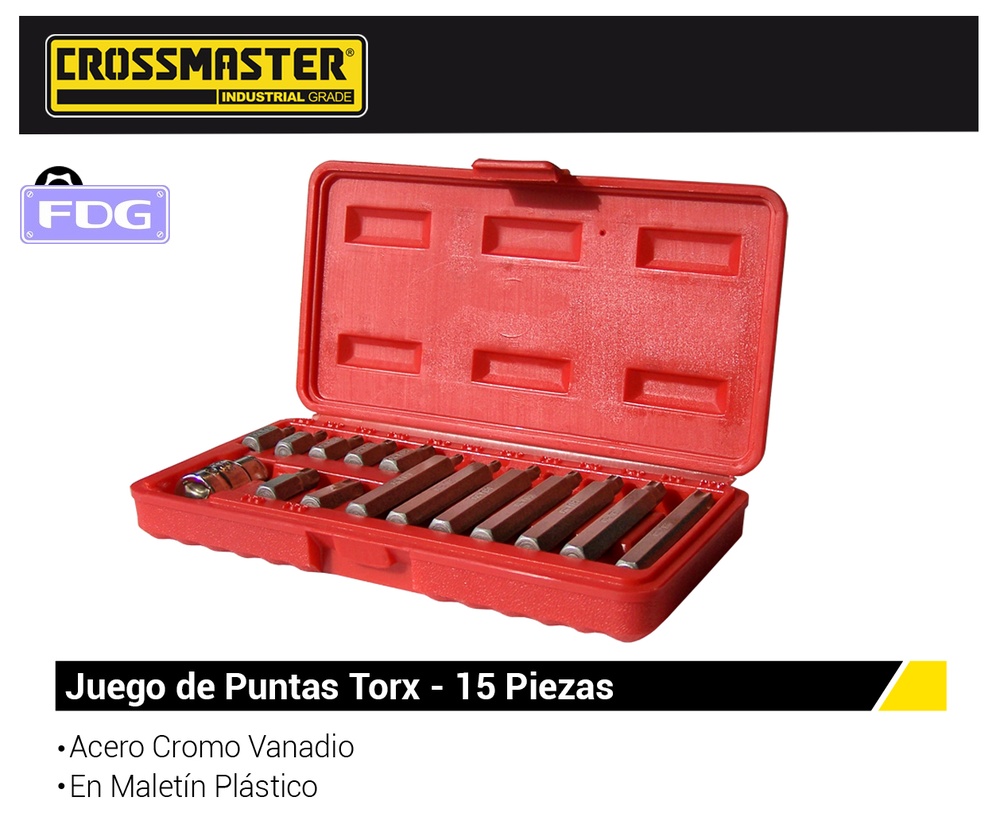 PUNTAS TORX JUEGO DE 15 Pzs T20 a T55 JGO