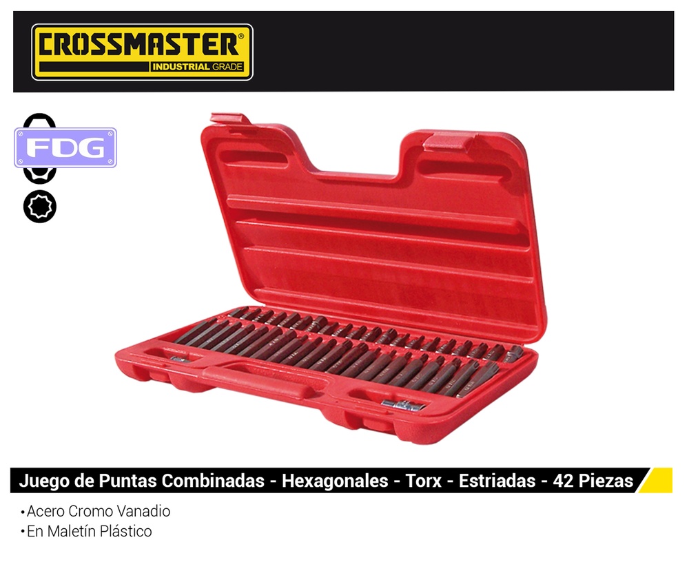 PUNTAS COMBINADAS JUEGO DE 42 Pzs T20 a T60 JGO