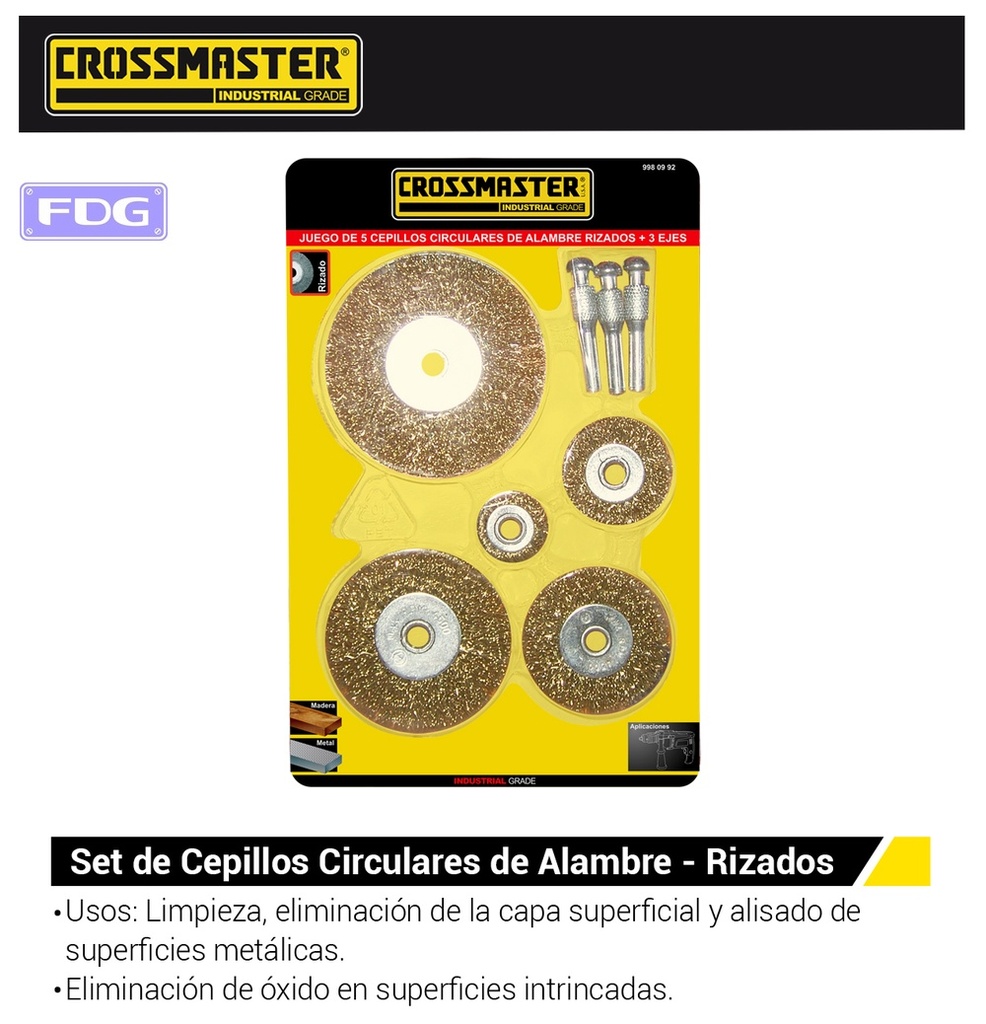 KIT 5 CEPILLOS ALAMBRE CIRCUL CROSS