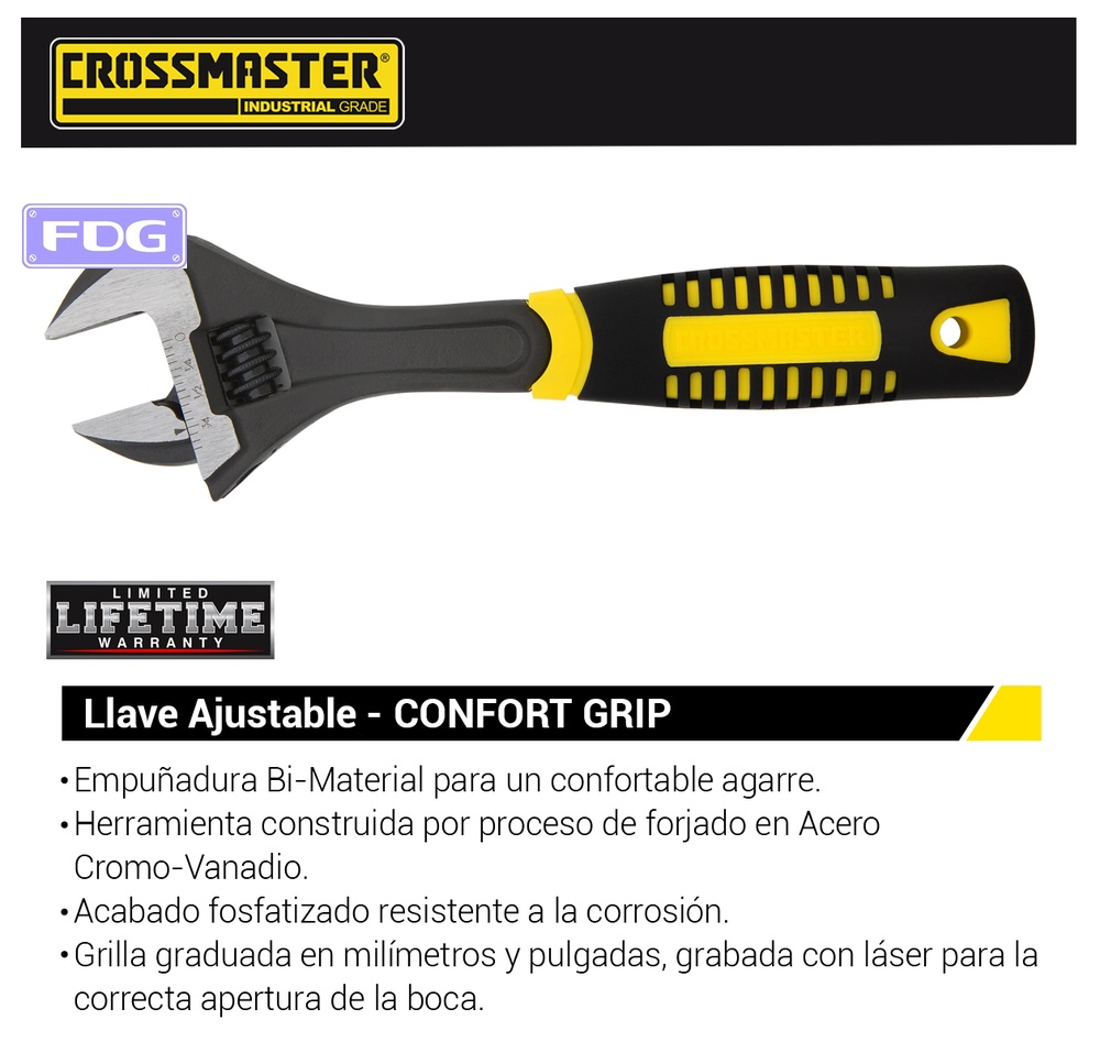 LLAVE AJUST. CONFORT GRIP 12" - 305 MM 