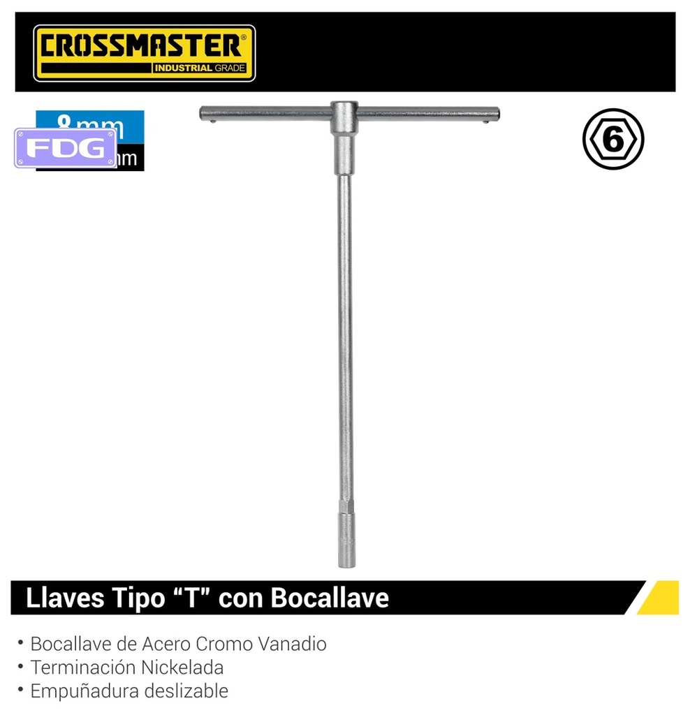 LLAVE TIPO "T" 8mm Cr-V - CROSS
