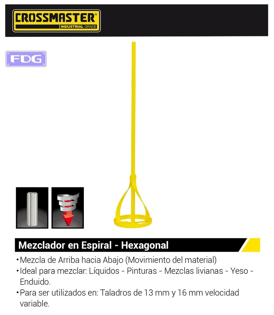 MEZCLADOR C. SECO 100X600X9MM CROSS  Mezcla: Arriba-Abajo.