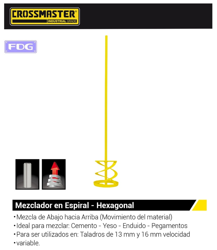 MEZCLADOR C. SECO 100X600X8MM CROSS Mezcla:   Abajo - Arriba.