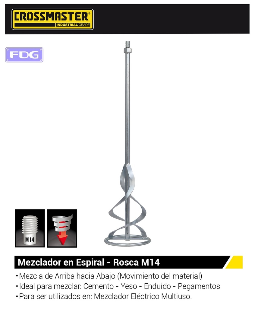 MEZCLADOR C. SECO 140X600XM14 CROSS Mezcla:   Arriba-Abajo.