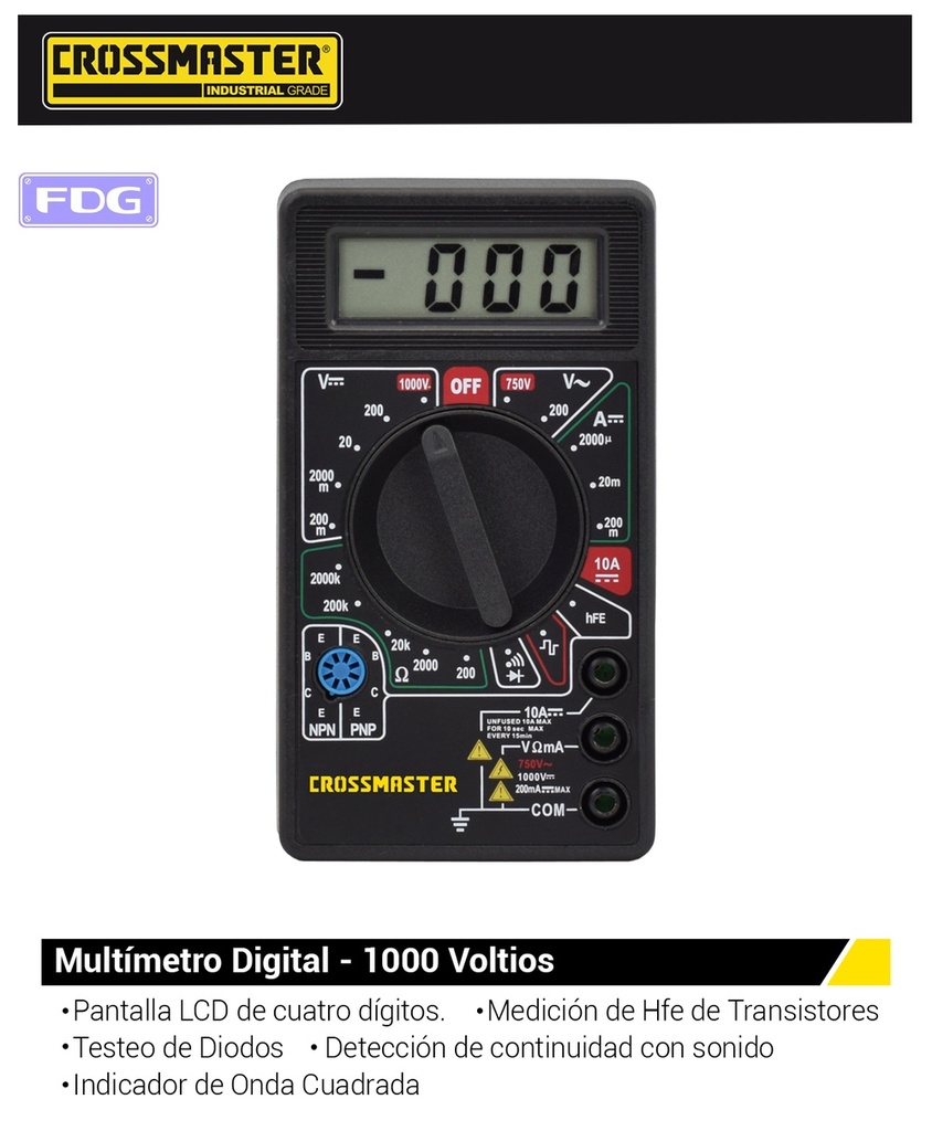 MULTIMETRO DIGITAL 200-1000V CROSS*