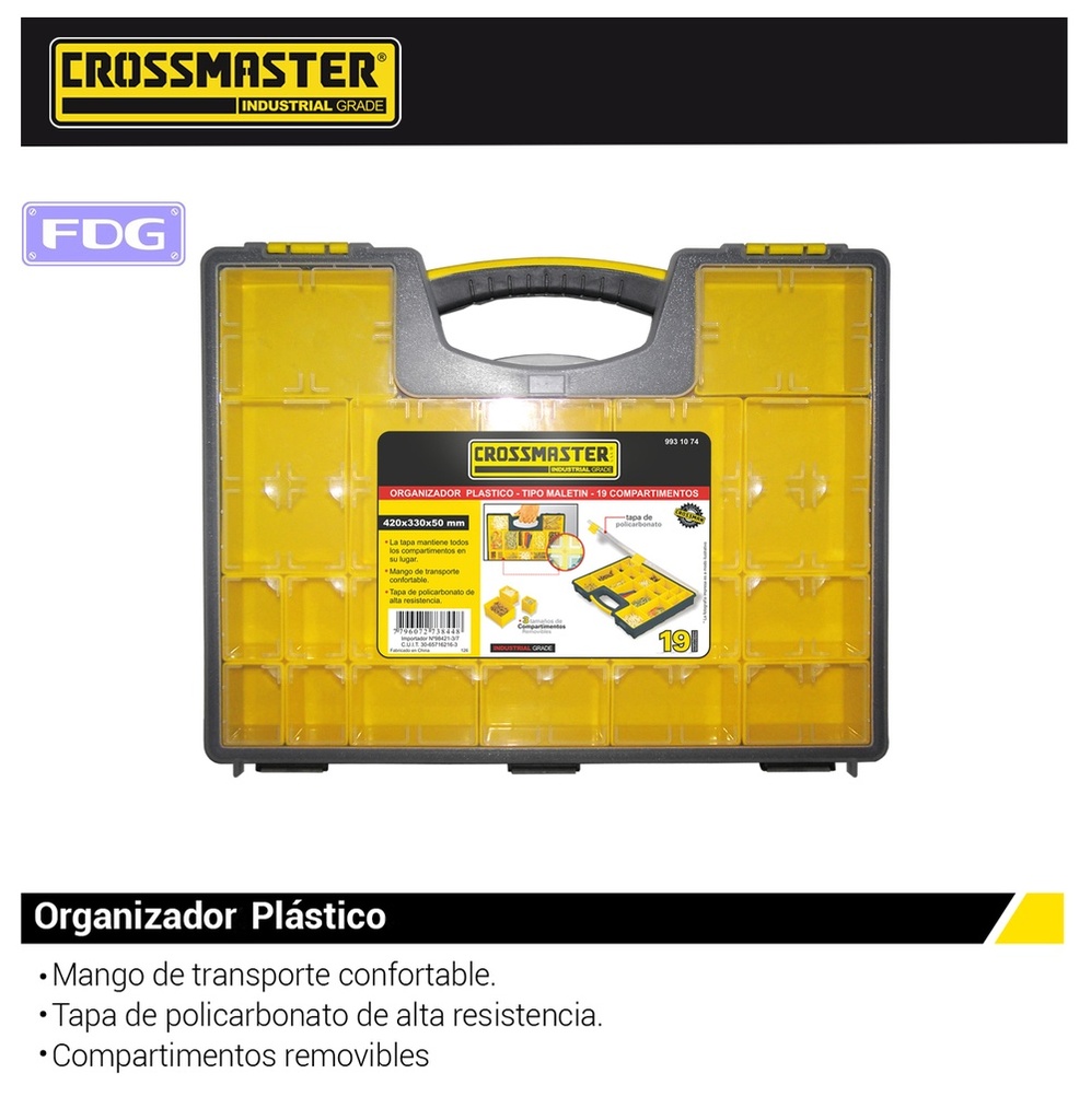 ORGANIZADOR PLASTICO 19COMP CROSS