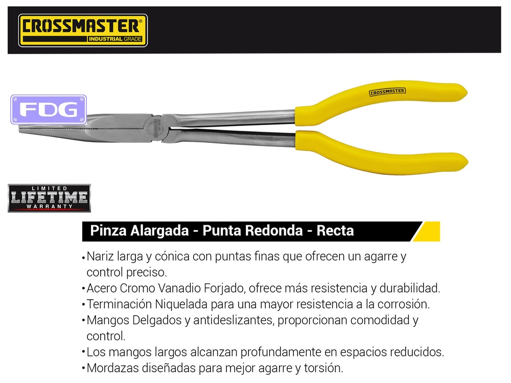 PINZA ALARGADA P. REDONDA RECTA 11"