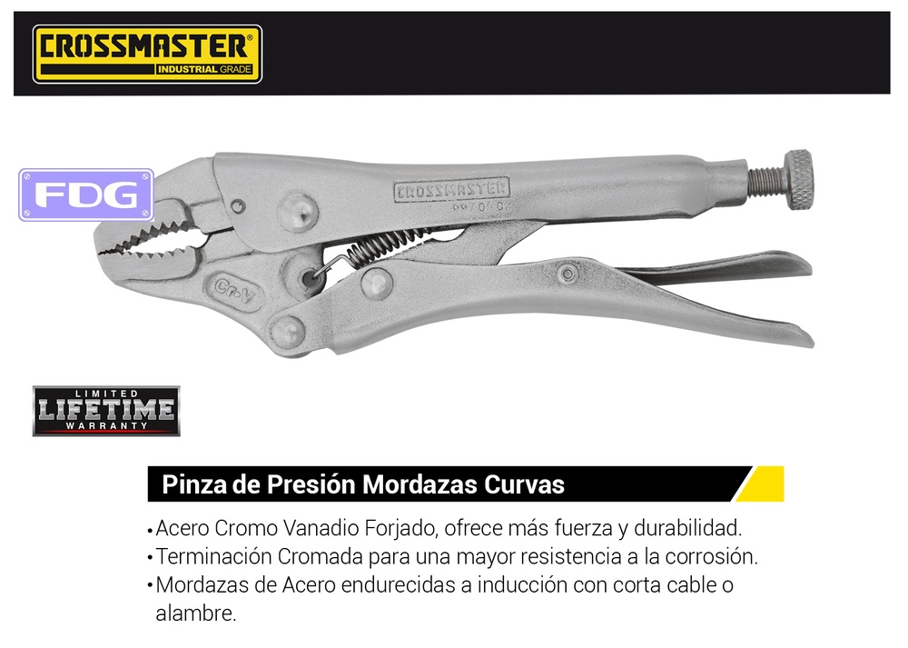 PINZA PRESION MORD. CURVA CROSS 7&quot;