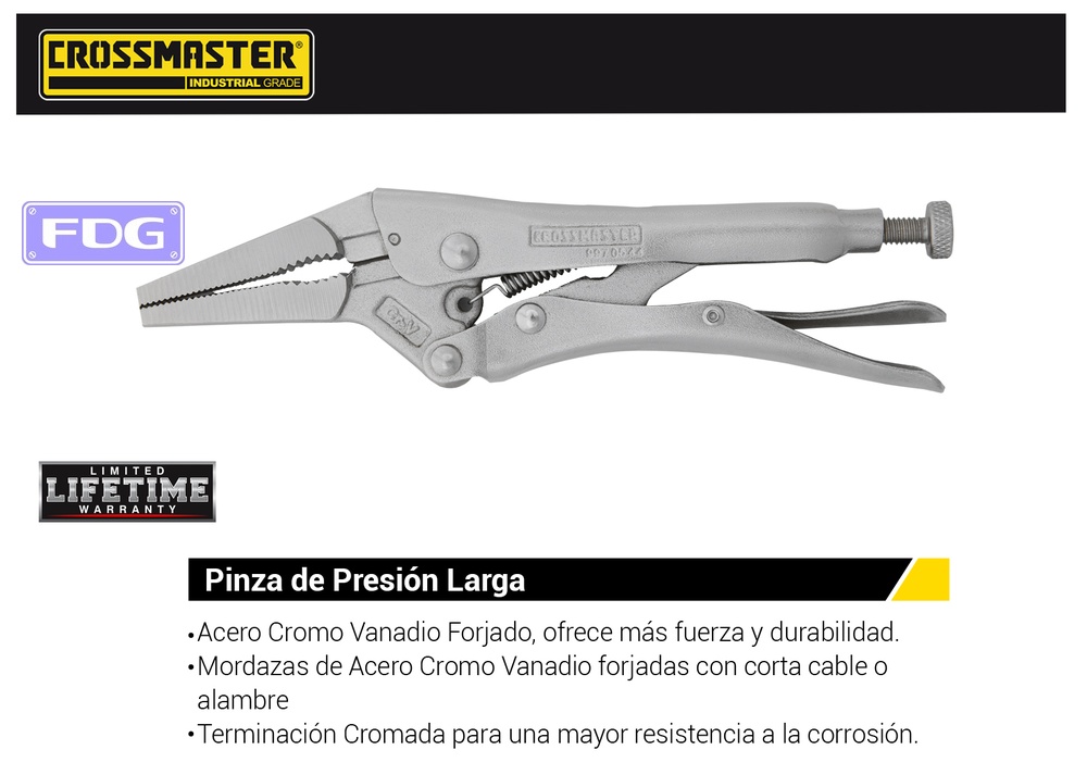 PINZA PRESION MORD.LAR CROSS 61/2&quot;