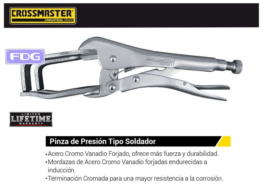 PINZA PRESION T/SOLDADOR CROSS 10"