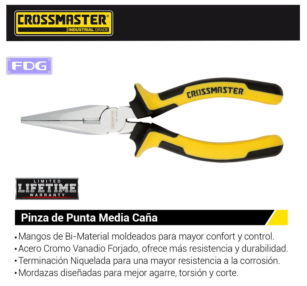 PINZA PUNTA M.CAÑA PROF.CROSS. 8"