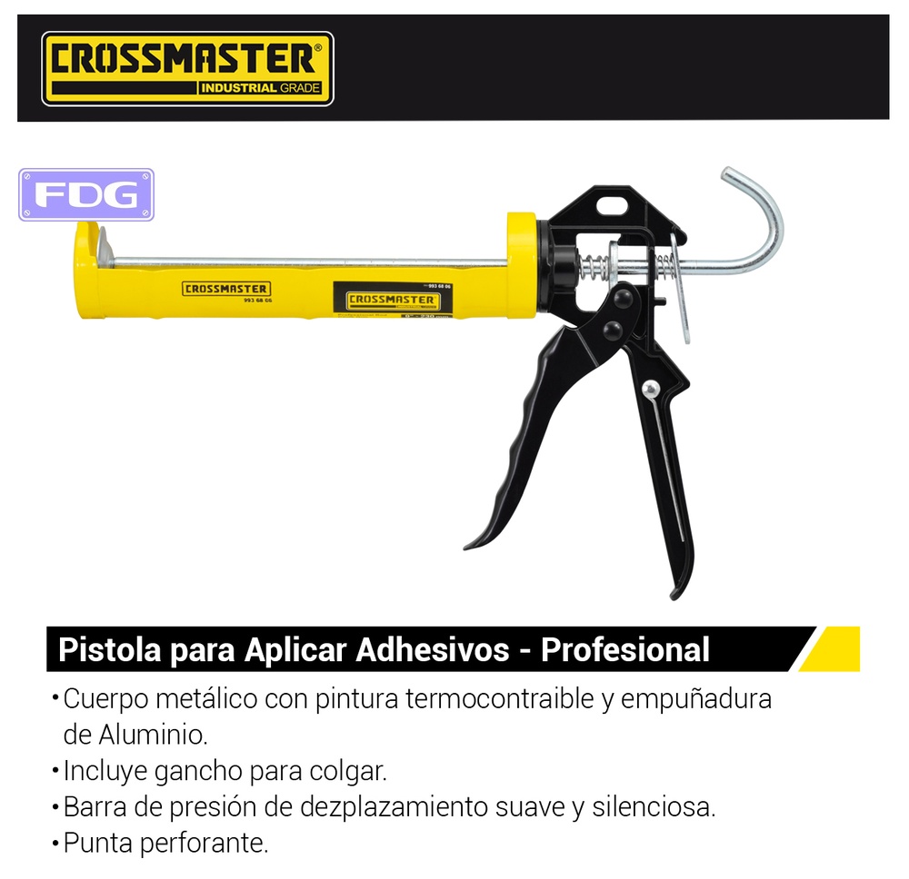 PISTOLA ALUMN. APLICADORA ADHESIVO 9&quot; CROSS