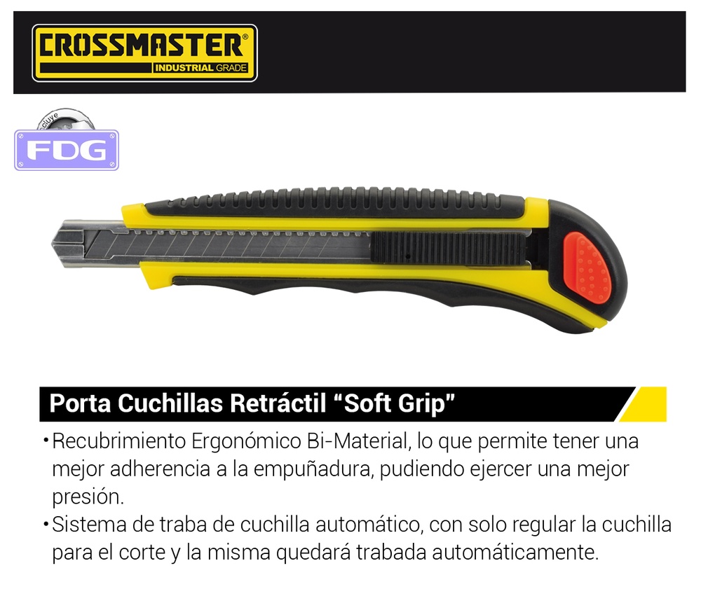 Cutter PORTA CUCHILLA 18mmSOFT 5 HOJ CROSS