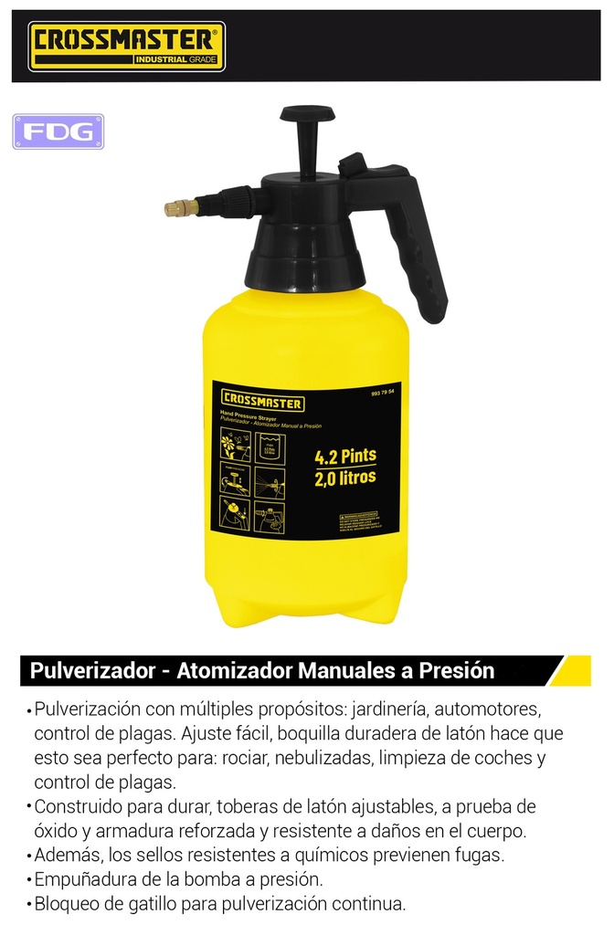 PULVERIZADOR MANUAL 2 Ltrs CROSS 