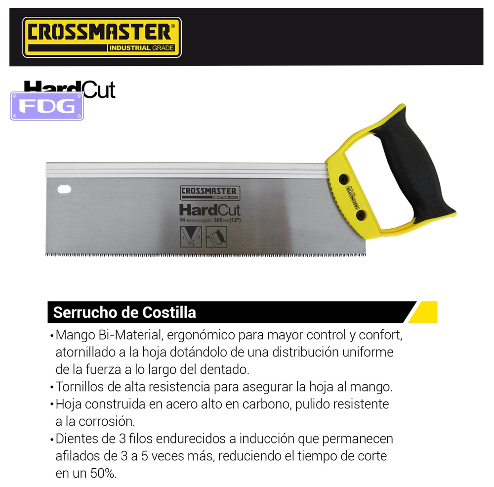 SERRUCHO CROSS.COSTILLA 12&quot; M/PLAST