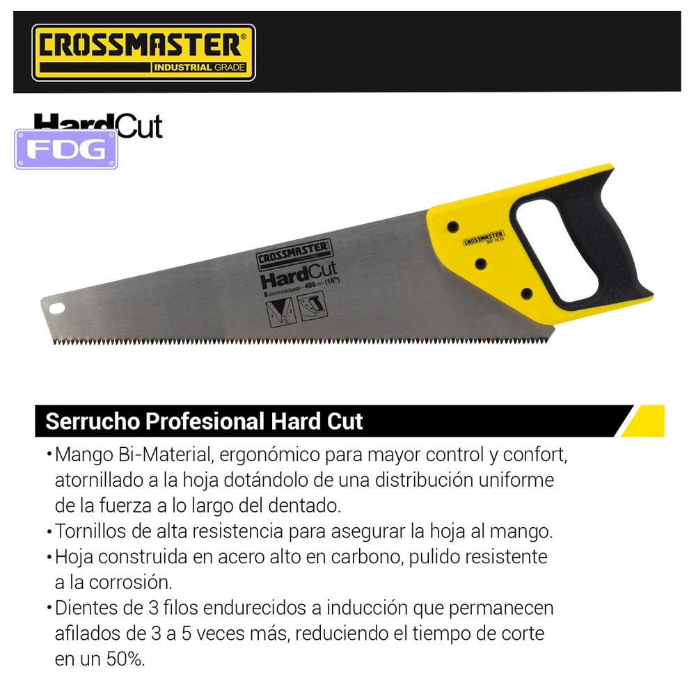 SERRUCHO CROSS HARD CUT 16&quot; M/PLAST