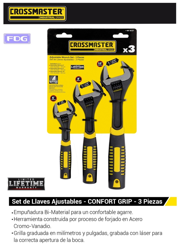 SET LLAVES AJUST "CONFORT GRIP" 3 PC