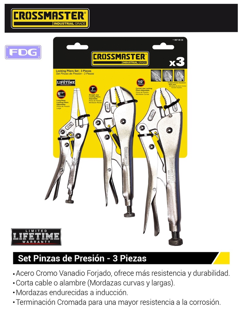 SET PINZA DE PRESION - FORTE 3 PCS