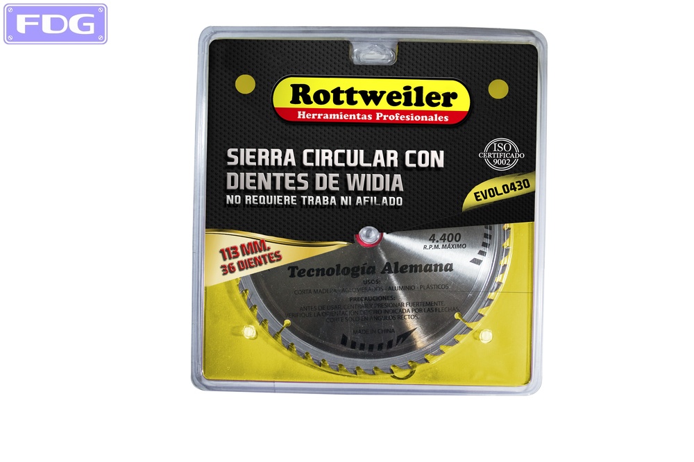 Sierra circular c/dientes de widia 113 mm. x 36 d.