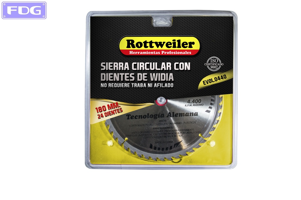 Sierra circular c/dientes de widia 180 mm. x 24 d.