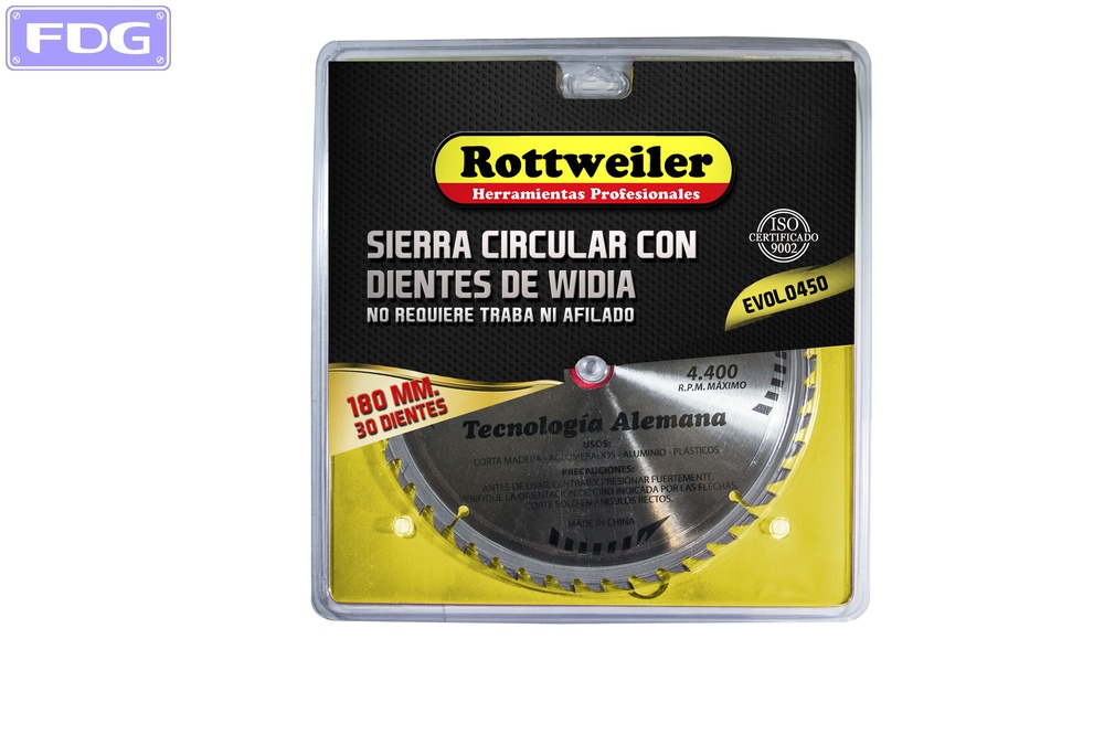 Sierra circular c/dientes de widia 180 mm. x 30 d.