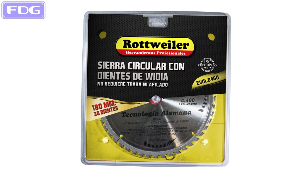 Sierra circular c/dientes de widia 180 mm. x 36 d.