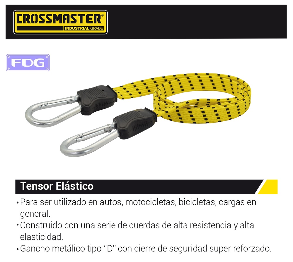 TENSOR ELASTICO 1mx18mm C/MOSQUETON CROSS