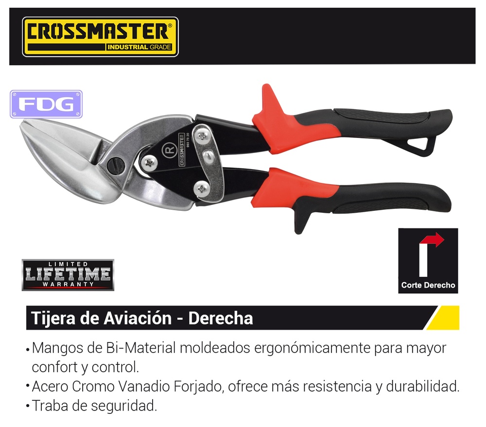 TIJERA DE AVIACION DERE. 10&quot; CROSS