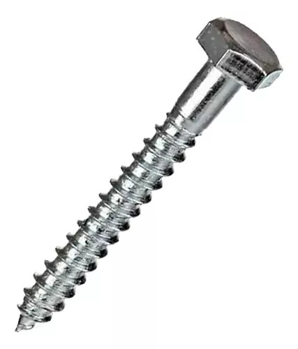 Tirafondo Cabeza Hexagonal Zincado 3/16 x 2 1/2" - $ caja x 200 Un.