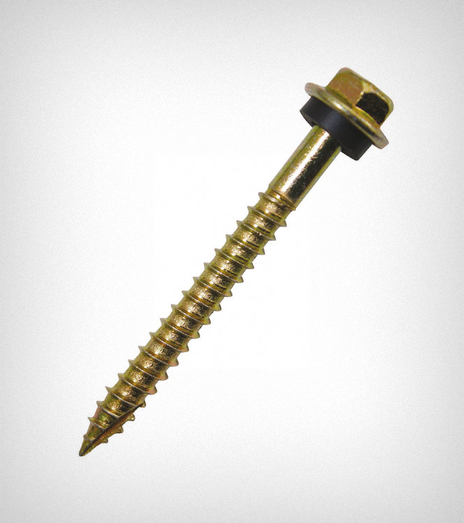 Tornillo Cabeza Hexagonal Punta Aguja Ranurada C/Arandela EPDM Colocada - #14 (6.30 mm.) x 2 1/2&quot; - $ estuche x 100 un. &quot;Torar&quot;