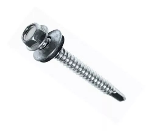 Tornillo Cabeza Hexagonal Punta Mecha C/Arandela Vulcanizada Colocada- #14 (6.30 mm) x 2" - $ estuche x 100 un
