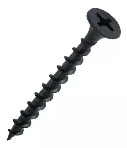 Tornillo Drywall 10 (5 mm) X 1" - Rosca Madera Autoperfor. Punta Aguja, Fosf. Negro ($ caja x200 u.)  
