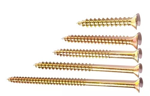 Tornillo FIX 5,0 x 40 - Cabeza Fresada, Punta Aguja, Zinc. Amarillo, Paso Madera -($ caja x200 u.)
