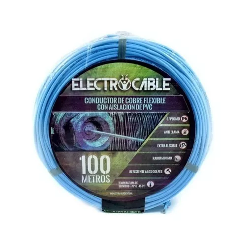 Cable Unipolar 1,0 mm Celeste (Rollox100m) &quot;ELECTROCABLE&quot; 