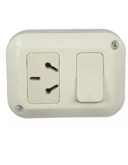 Modulo p/ Exterior 1 Interruptor 1 Tomacorriente BiNorma Blanco &quot;TAAD&quot;